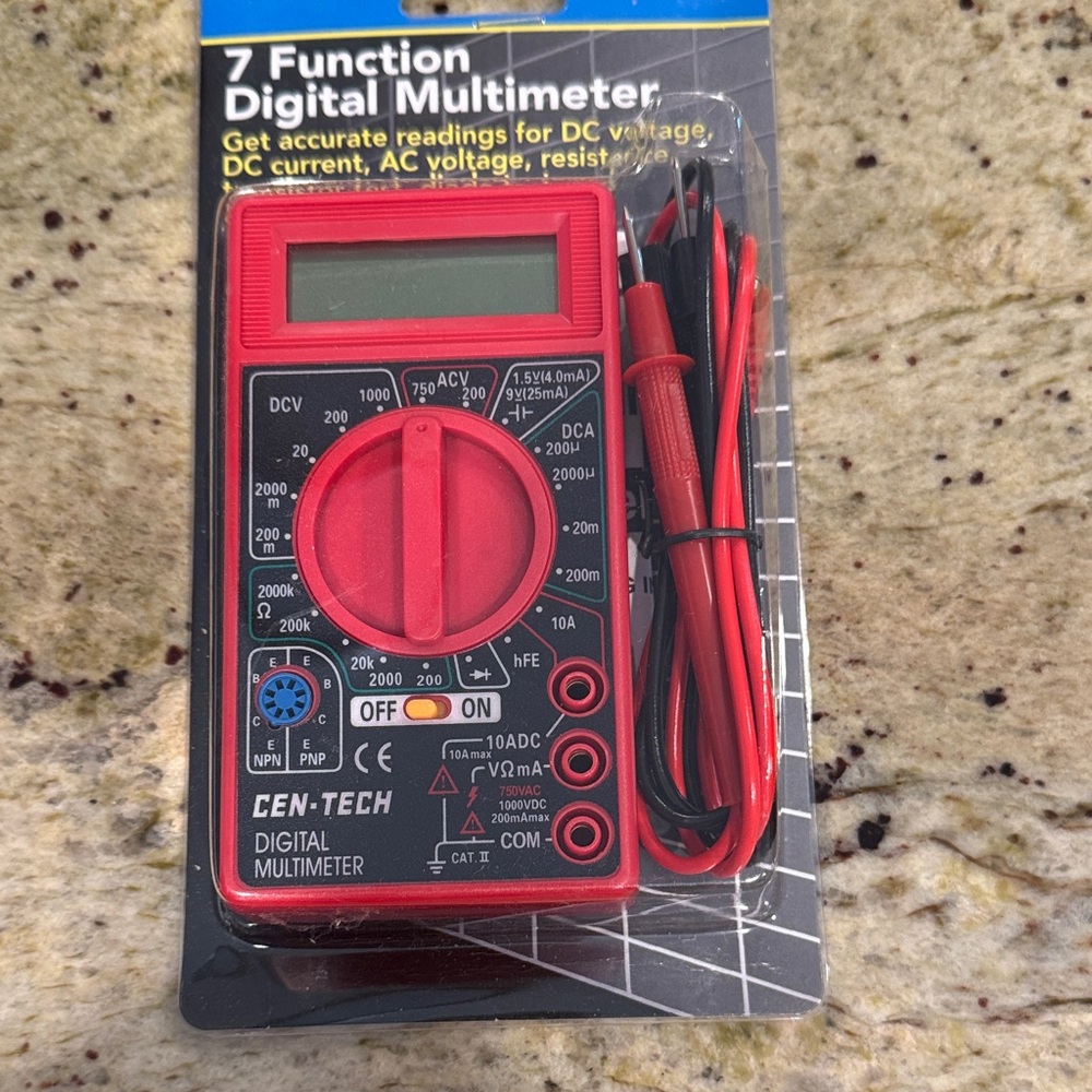 New with tags. Red 7 Function  Digital Multimeter